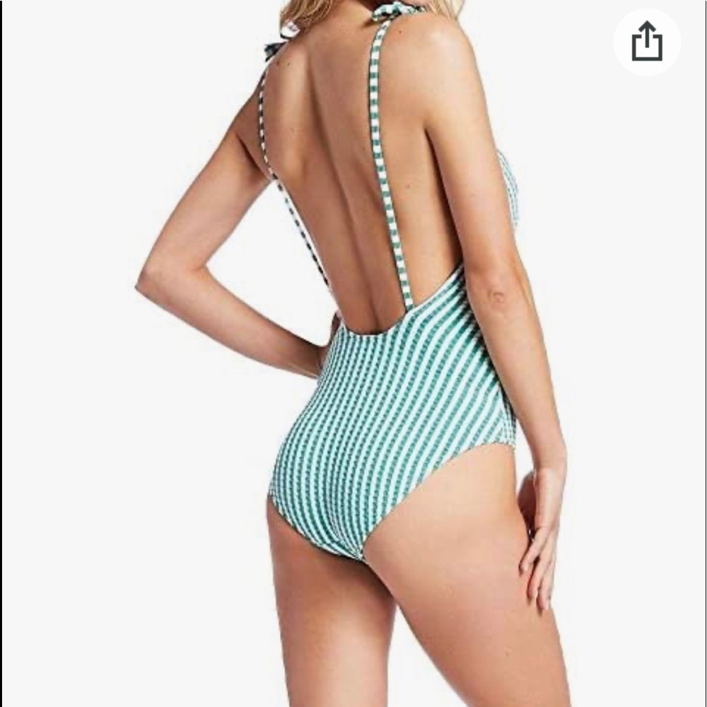 Jessica Simpson Blue Striped One Piece Swimsuit